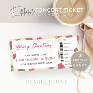 EDITIERBARE Konzertkartenvorlage, personalisiertes Ereignis, druckbares Weihnachtsgeburtstagskonzert, benutzerdefinierte Souvenirkarte, DIY-Überraschungsgeschenk, Canva