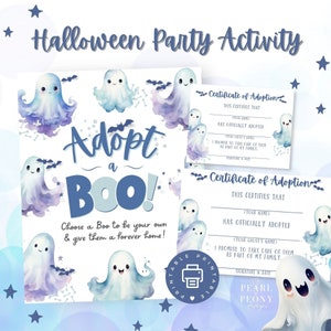 PRINTABLE Adopt a Ghost Party Favor, Halloween Ghost Adoption, Adopt a Pet Ghost Party, Adopt a Pet Ghost, Adoption Certificate of Adoption