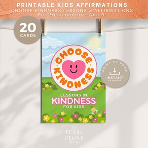 Tarjetas de afirmación IMPRIMIBLES para niños, bondad, tarjetas de afirmación electrónicas, mentalidad de crecimiento, tarjetas de positividad para niños, niños y niñas en edad preescolar