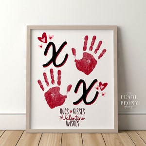 DRUCKBAR Valentinstag Handabdruck Kunst Handwerk für Kinder, Andenken Kunst, Kleinkind Vorschule Kindergarten Aktivität, Hausschule, Geschenk von Kindern PDF