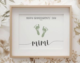 PRINTABLE 2026 Mimi Happy Grandparents Day Handprint Footprint Keepsake Art, Personal New Grandmother Gift or Card, PDF US Letter & A4