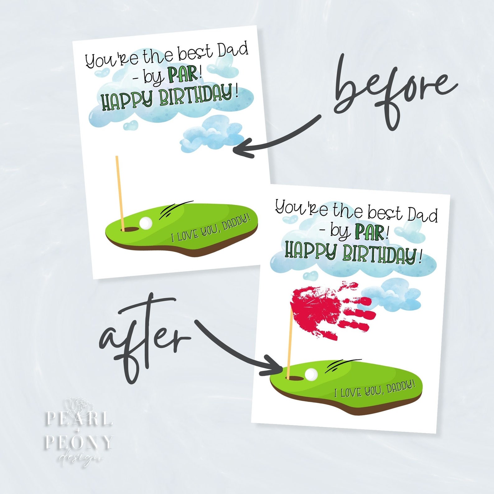 PRINTABLE Happy Birthday Dad Golf Handprint Art Craft Gift From Kids PRINTABLE Happy Birthday Dad Golf Handprint Art Craft Gift From Kids