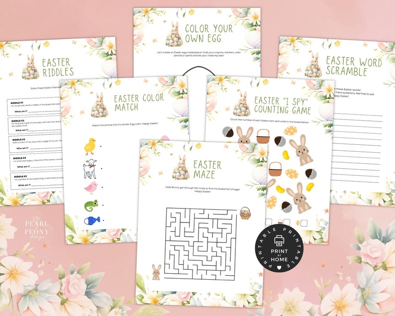 PRINTABLE Easter Activity Page Bundle for Kids, Easter Basket Games ...