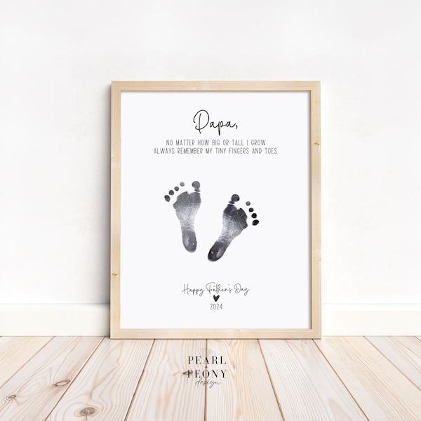 PRINTABLE Papa Fathers Day Handprint Footprint Art Craft, Card For Dad Baby Keepsake Wall Art, DIY Grandpa Gift from Kid, US Letter & A4