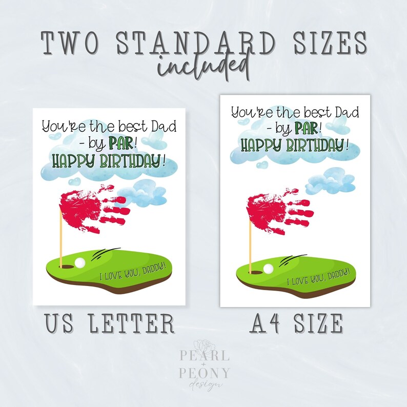 PRINTABLE Happy Birthday Dad Golf Handprint Art Craft Gift From Kids PRINTABLE Happy Birthday Dad Golf Handprint Art Craft Gift From Kids