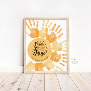 PRINTABLE Teacher Appreciation Handprint Art Craft, Keepsake Art, Custom Gift for Teacher, Personalized Gift from Kids, US Letter & A4 PDF