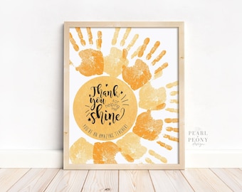 PRINTABLE Teacher Appreciation Handprint Art Craft, Keepsake Art, Custom Gift for Teacher, Personalized Gift from Kids, US Letter & A4 PDF