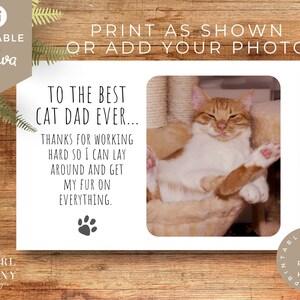 Cartão personalizado EDITÁVEL do Dia dos Pais do Cat Template | cartão com foto do paizinho do gato | Cartão engraçado do pai do gato | Dia do Pato | Cartão personalizado | Canva
