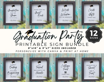 Graduation Party Signs Template Bundle | Printable Graduation Signs Bundle | Graduation 2024 | Custom Graduation Table Signs | Canva