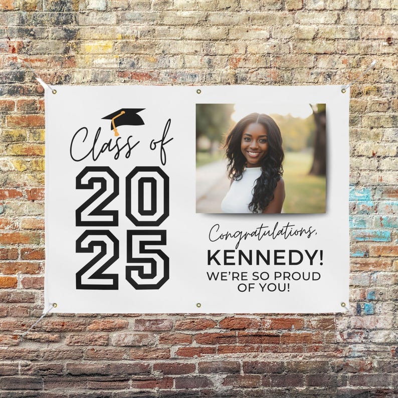 EDITABLE Graduation Banner Template, Class of 2025 Custom Photo Sign ...