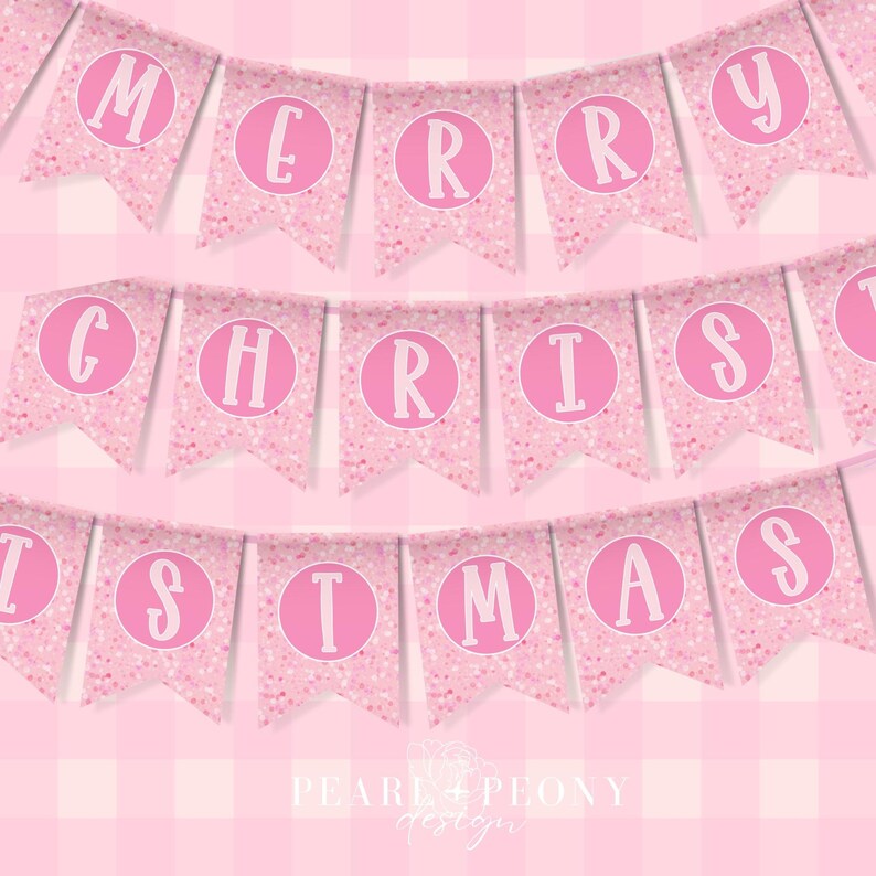 Merry Christmas Banner Garland PRINTABLE, Banner for Fireplace Mantle ...