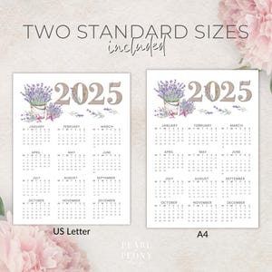 PRINTABLE 2025 Watercolor Lavender Calendar, Cottagecore Home Office ...