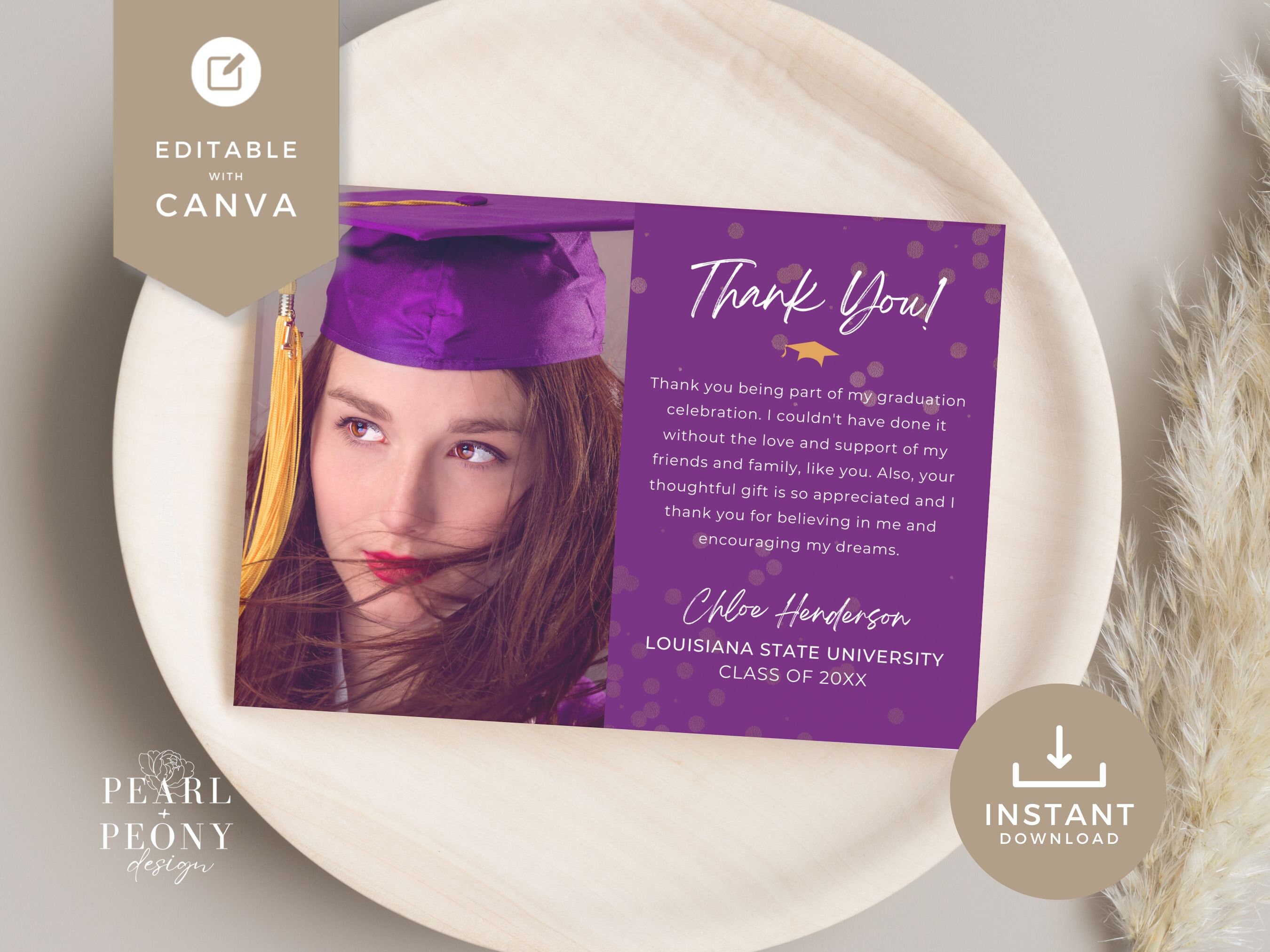 Graduation Photo Card Thank You Note Template Minimalist Graduation