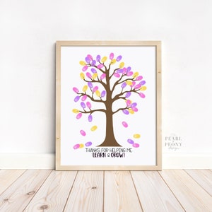 IMPRIMIBLE Apreciación del maestro Arte de huellas dactilares, Arte de recuerdo, Regalo personalizado para el maestro, Regalo personalizado de los niños, Carta de EE. UU. y PDF A4
