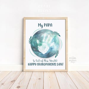 Manualidad con huellas de manos para el Día de los Abuelos, imprimible, para papá, recuerdo para abuelo, bebé, niño en edad preescolar, jardín de infantes, regalo para abuelo, PDF