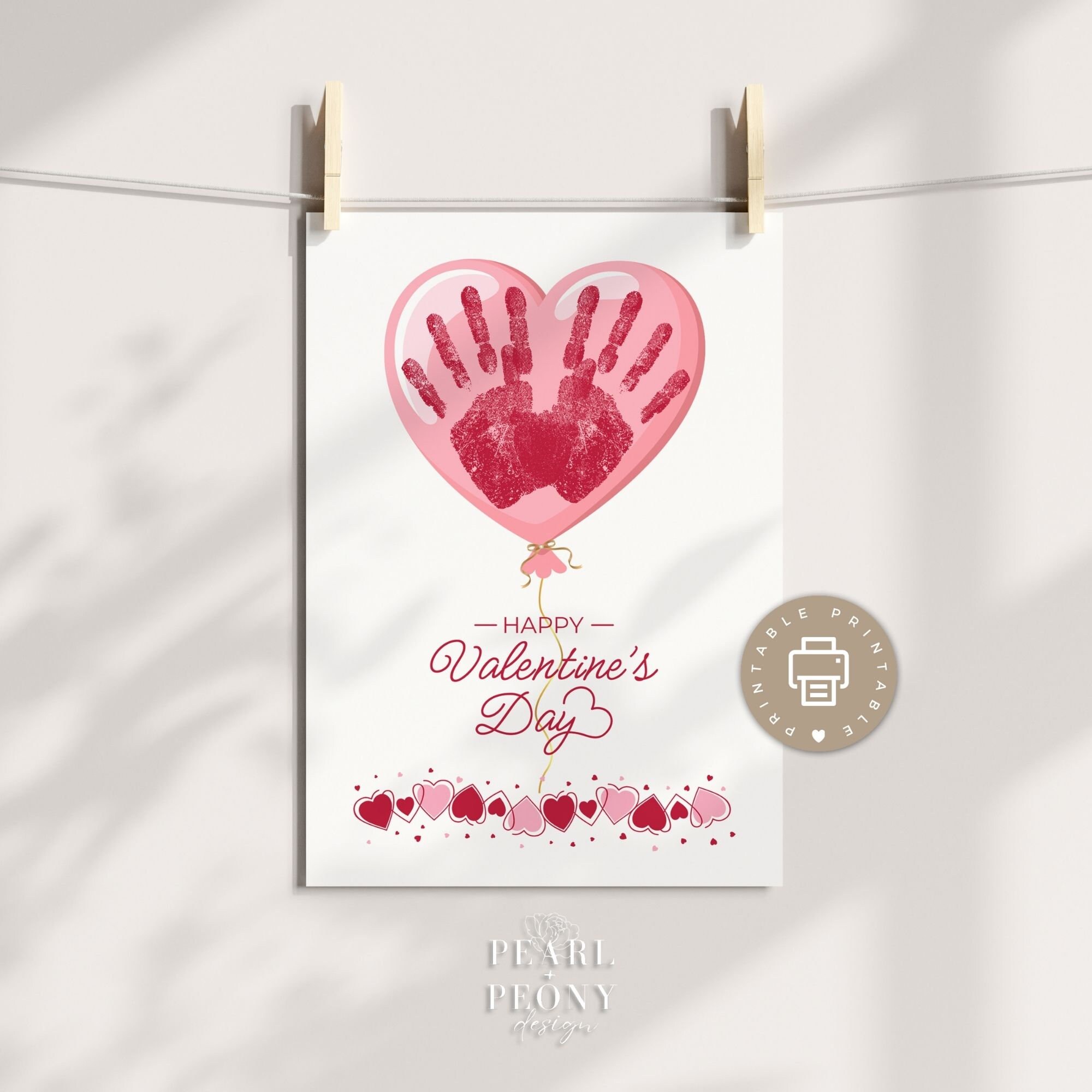 PRINTABLE Valentines Day Handprint Art Craft for Kids, Keepsake Art ...