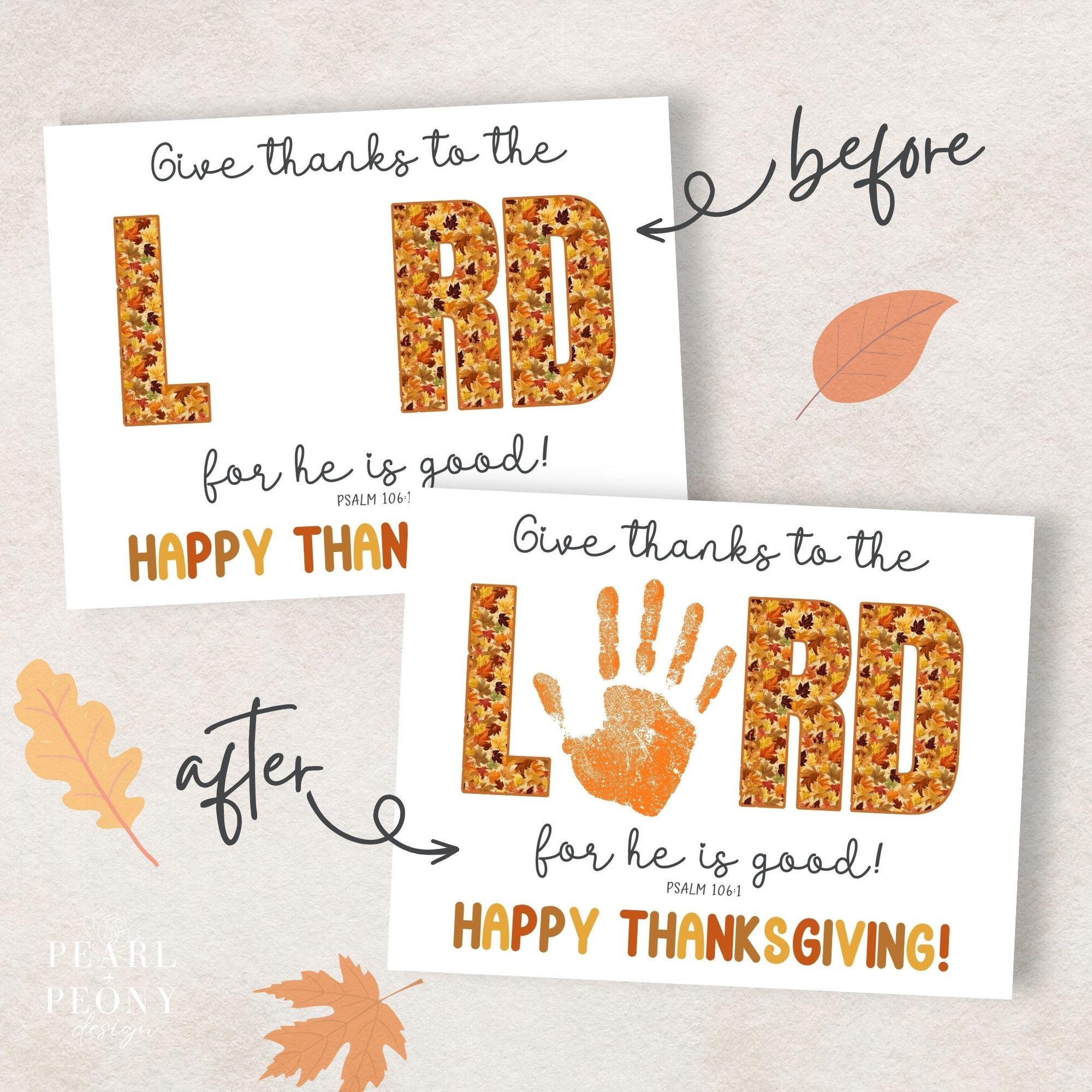 Hand Lettered Thanksgiving Scripture PRINTABLE Christian Thanksgiving Handprint Art Craft, Bible Verse Fall ...