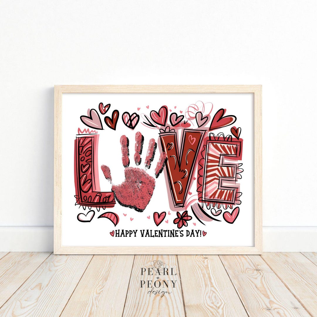 PRINTABLE Valentines Day Handprint Art Craft for Kids, Keepsake Art ...