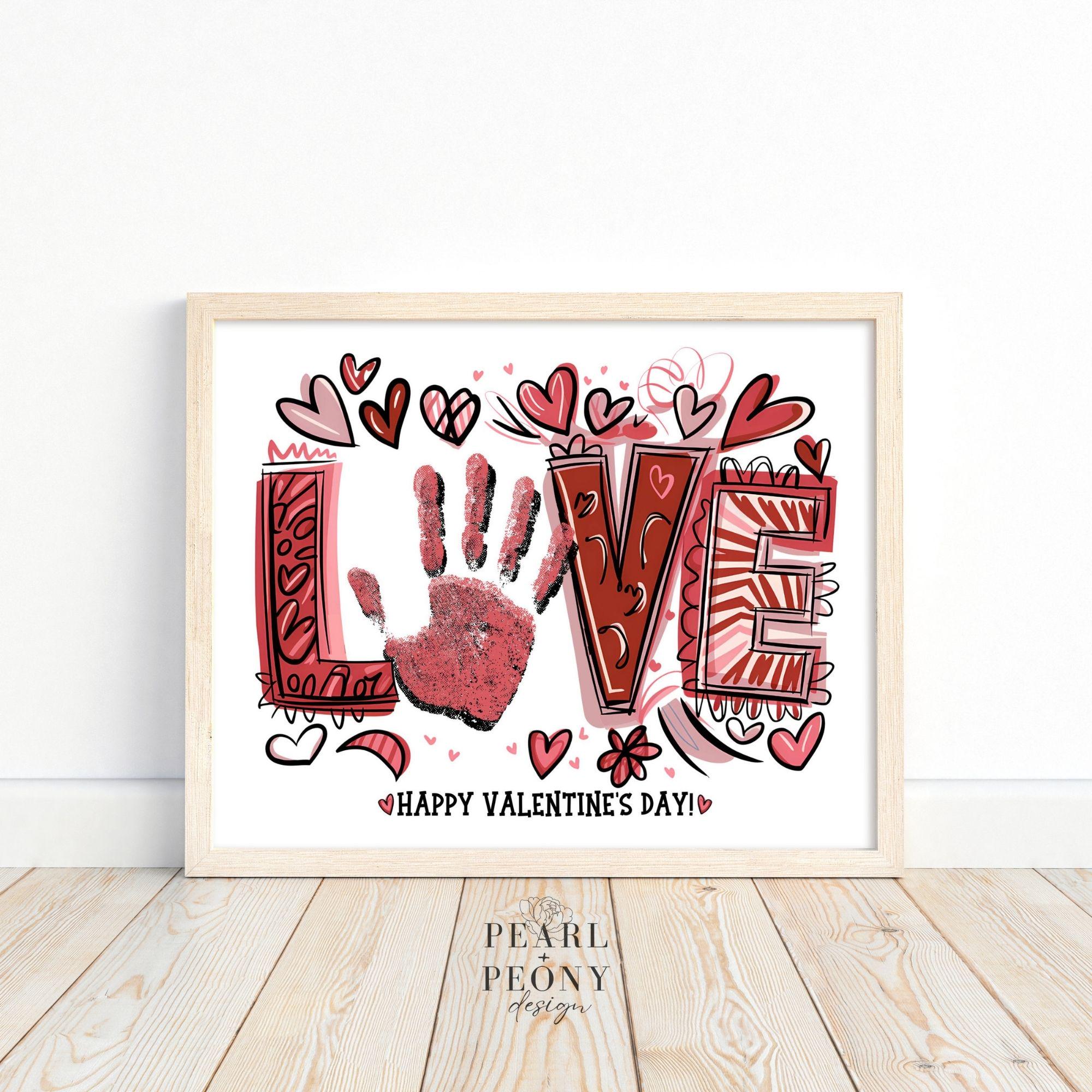 PRINTABLE Valentines Day Handprint Art Craft for Kids, Keepsake Art ...