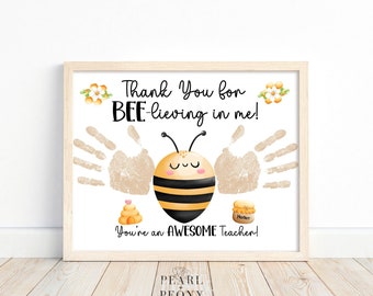 PRINTABLE Teacher Appreciation Handprint Art Craft, Keepsake Art, Custom Gift for Teacher, Personalized Gift from Kids, US Letter & A4 PDF
