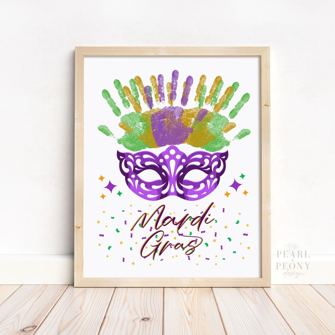 mardi gras handprint art