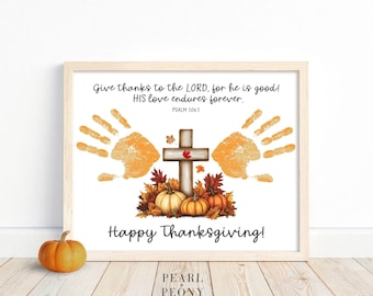 PRINTABLE Christian Thanksgiving Handprint Art Craft, Bible Verse Fall Art, DIY Toddler Preschool Kindergarten Homeschool, Sunday School PDF