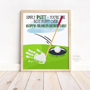 Handabdruck Handabdruck Großeltern Tag Handabdruck Kunst für Poppy, Golf Andenken, Geschenk für Großvater, PDF