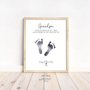 Artisanat d'art empreinte de main de fête des pères de grand-père à imprimer, carte souvenir de bébé, cadeau de grand-père bricolage d'art mural poème pour enfant, lettre US, A4 2025