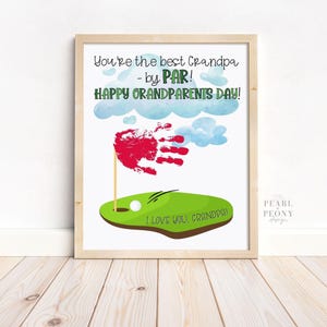 Manualidad con huellas de manos para el Día de los Abuelos, imprimible, para abuelos, recuerdo de golf, para bebés, niños en edad preescolar, jardín de infantes, regalo para abuelos, PDF