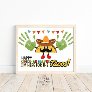 IMPRIMÍVEL Cinco de Mayo Tacos Handprint Art Craft, Arte de Lembrança, Criança Pré-escolar Jardim de Infância Creche Atividade Escolar em Casa, Carta dos EUA e A4