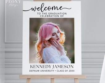 EDITABLE Modern Graduation Party Welcome Sign Template | DIY Editable Grad Sign | Printable Minimalist Graduation Party Welcome Sign | Canva