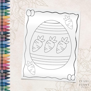 Página para colorir de ovos de Páscoa para imprimir, folhas para colorir de cenouras, atividade para crianças pequenas, pré-escola, jardim de infância, creche, educação domiciliar, carta dos EUA e PDF A4