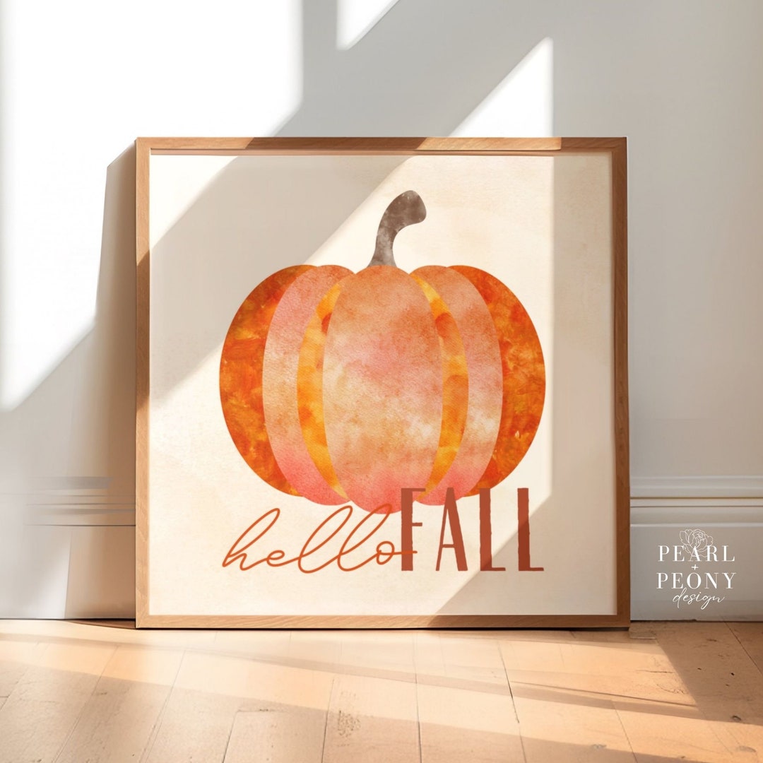 Herbst Kürbis Leinwand Druck 30x40cm | Rustikale Wanddekoration Für Wohnzimmer & Herbst Deko