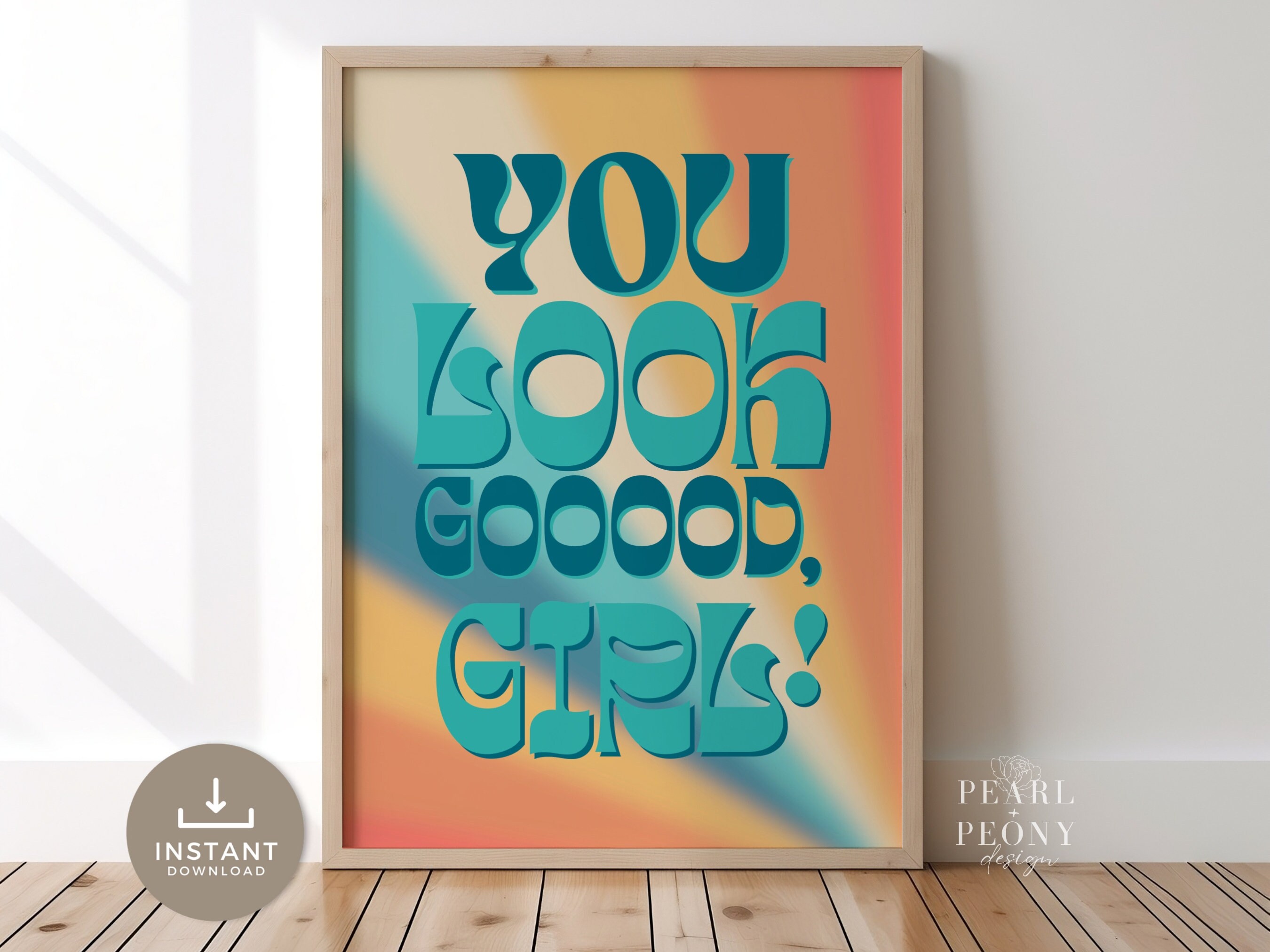 PRINTABLE Teal Preppy Retro You Look Good Wall Art Maximalist Etsy