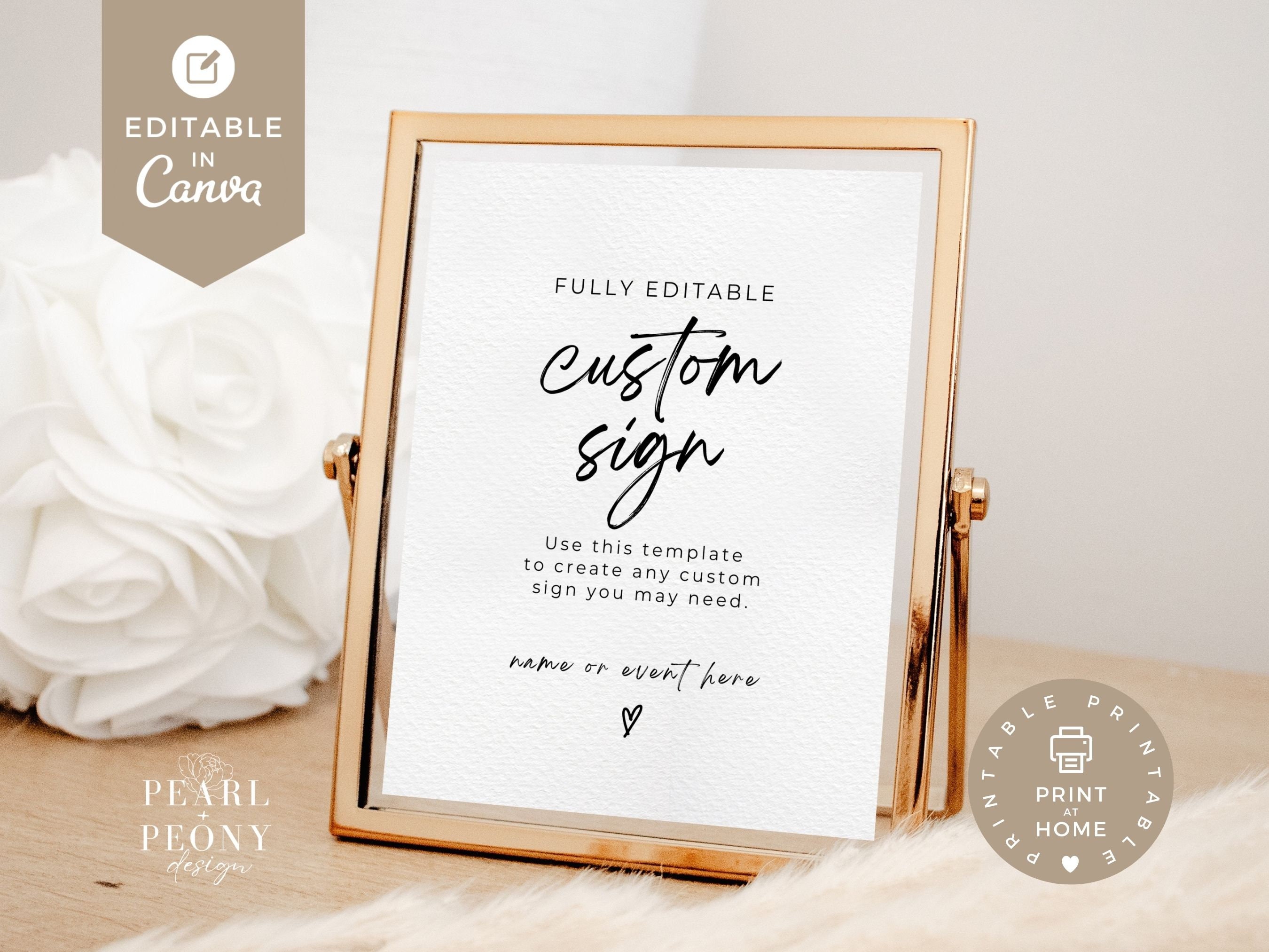Minimalist Custom Sign Template | Modern Wedding Sign | Custom Event ...