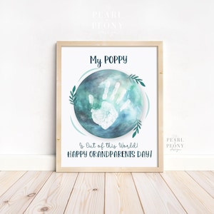Handabdruck Großeltern Tag Handabdruck Kunst Handwerk für Poppy, Opa Andenken, Geschenk für Großvater, Kleinkind Vorschule Kindergarten, PDF