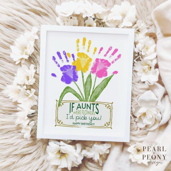PRINTABLE Aunt Birthday Handprint Art Craft for Kids, Keepsake Art, Toddler Preschool Kindergarten Age, Gift from Niece Nephew, PDF 8x10 A4