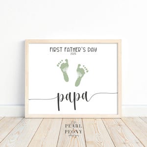 Arte imprimible de huellas de manos y pies para el primer Día del Padre, regalo para papá primerizo, recuerdo del Día del Padre 2025, regalo DIY para niños, PDF tamaño carta y A4
