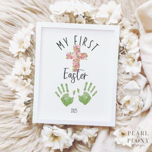 PRINTABLE My First Easter Handprint Art Craft for Baby, Easter Footprint Infant Keepsake Art, DIY Daycare Sunday School Activity 2025, PDF