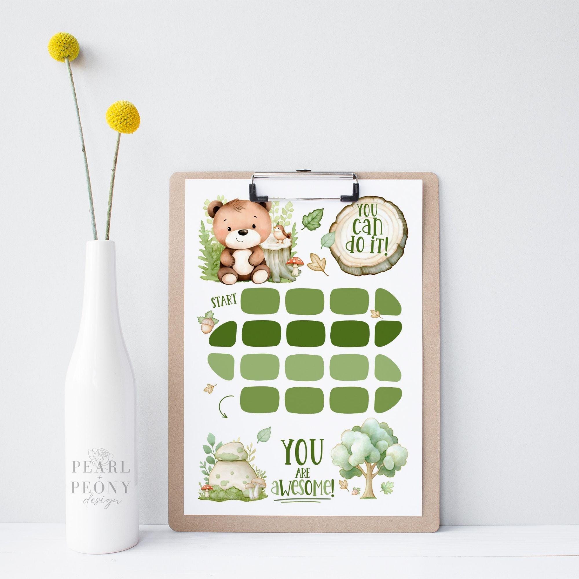 PRINTABLE Cute Bear Reward Chart, Kids Chore Chart, Routine Sticker ...