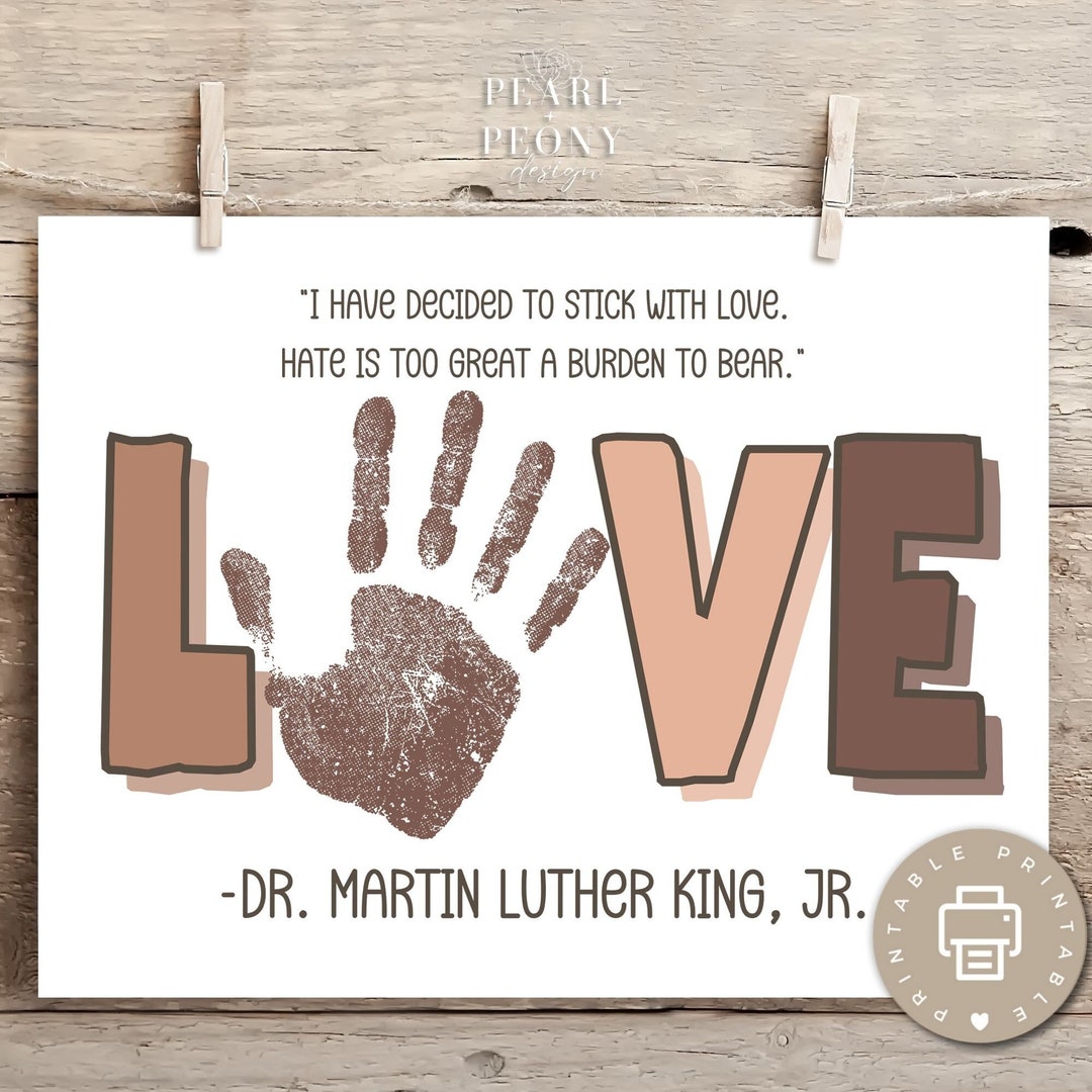 PRINTABLE MLK Day Handprint Art Craft for Kids, Black History Month