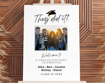 EDITABLE Dual Graduation Party Photo Welcome Sign Template, Multiple Graduates Single Photo, Joint Party, High School College Grad, Canva