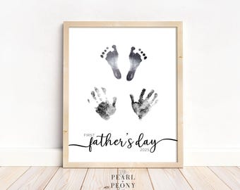 PRINTABLE First Father’s Day Handprint Footprint Art, Personal New Dad  Gift, 2025 Fathers Day Keepsake, DIY Gift from Kids, US Letter A4