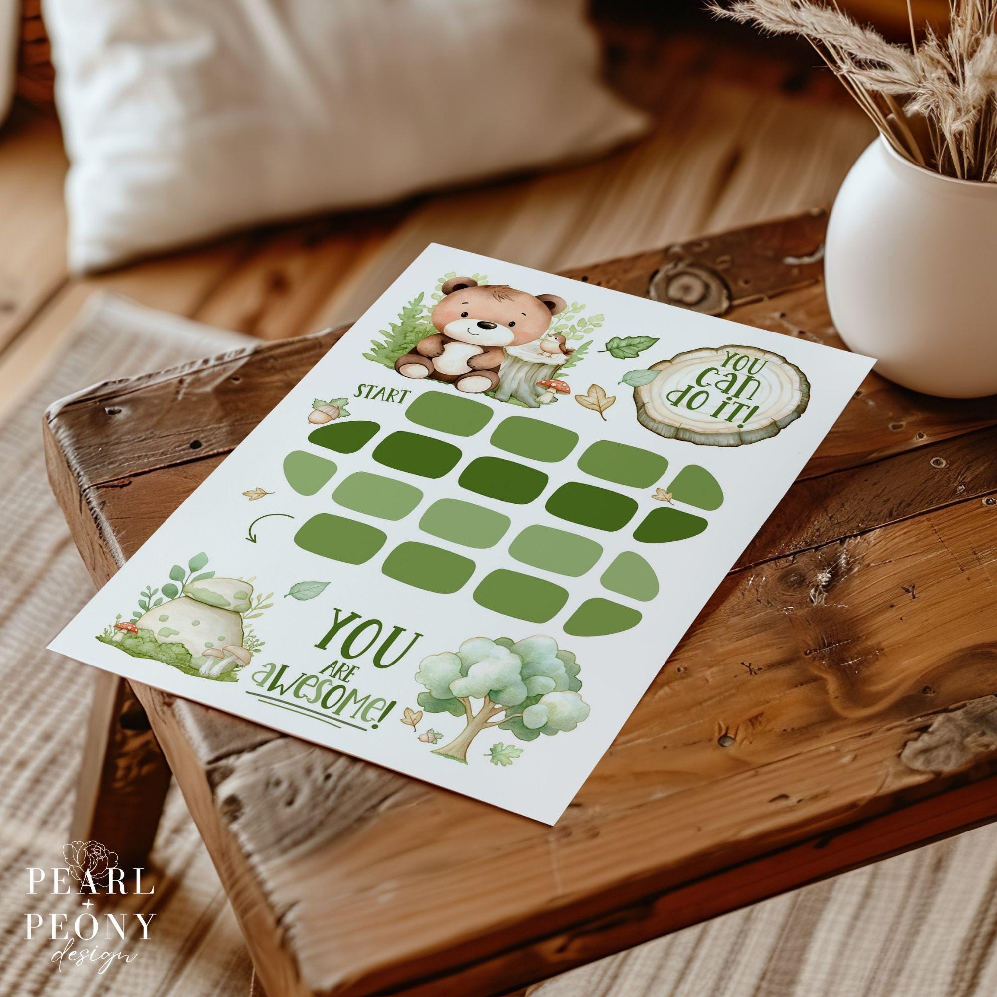 PRINTABLE Cute Bear Reward Chart, Kids Chore Chart, Routine Sticker ...