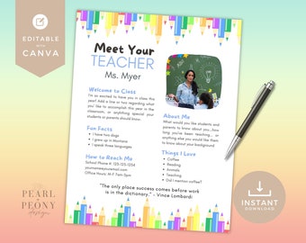 EDITIERBARE Treff den Lehrer Vorlage, Back to School Flyer, Lehrer Newsletter, Back to School Lehrer Brief Vorlage, Sofort Download, Canva