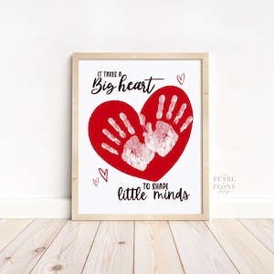IMPRIMIBLE Apreciación del maestro Handprint Art Craft, Arte de recuerdo, Regalo personalizado para el maestro, Regalo personalizado de los niños, Carta de EE. UU. y PDF A4