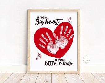 PRINTABLE Teacher Appreciation Handprint Art Craft, Keepsake Art, Custom Gift for Teacher, Personalized Gift from Kids, US Letter & A4 PDF