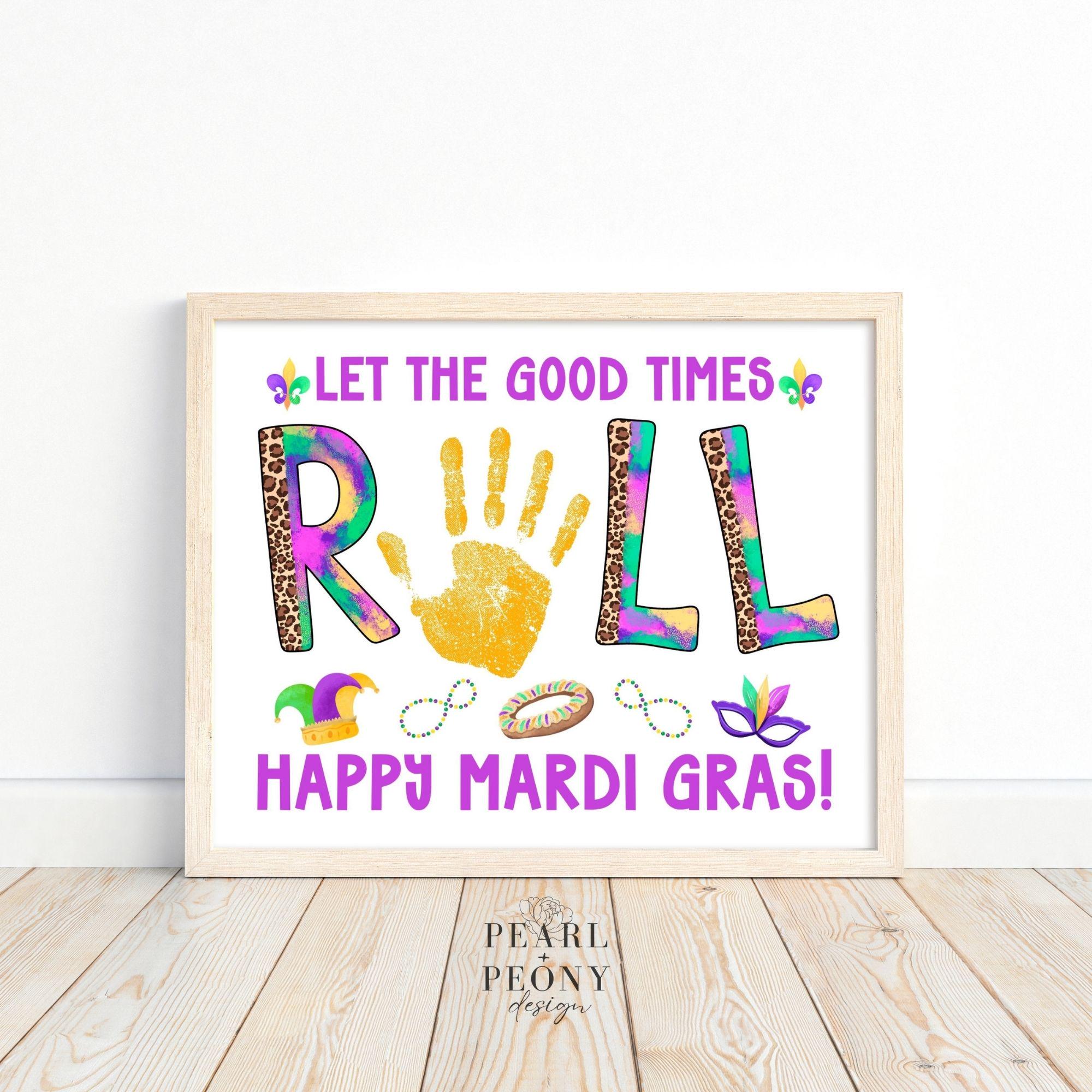 31 Festive Mardi Gras Crafts for Kids 6 PRINTABLE Mardi Gras Handprint Art Craft for Kids, Good Times Roll…
