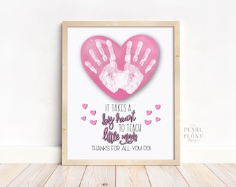 PRINTABLE Teacher Appreciation Handprint Art Craft, Keepsake Art, Custom Gift for Teacher, Personalized Gift from Kids, US Letter & A4 PDF