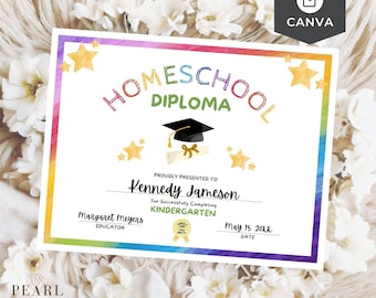 EDITABLE Homeschool Graduation Diploma Canva Template, Printable Custom Any Grade Graduate Certificate, Teacher Resource US Letter Size A4